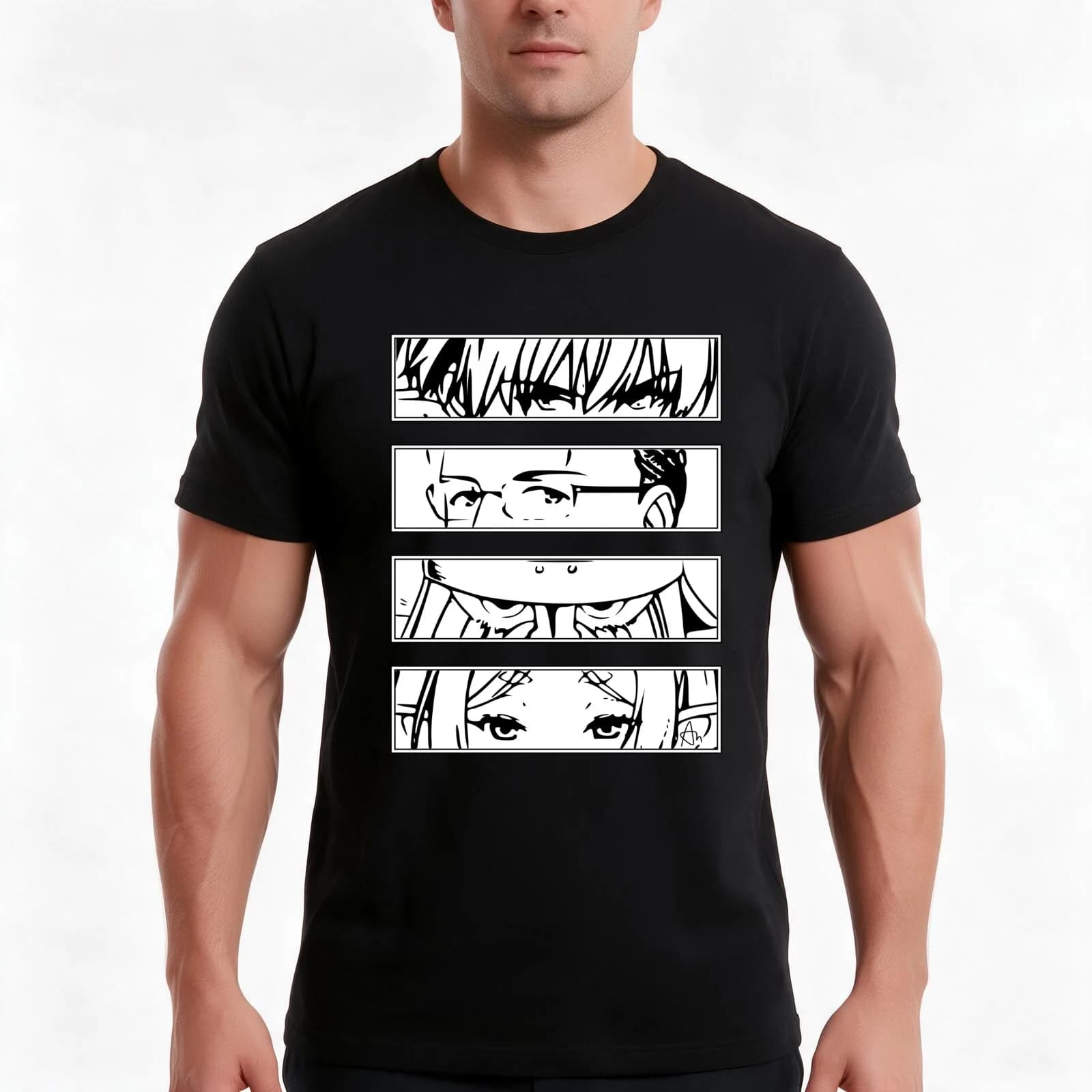 SNF1 Sousou no Frieren Beyond Journeys End at the Funeral manga characters HIMMEL HEITER EISEN FRIEREN black and white m T-Shirt