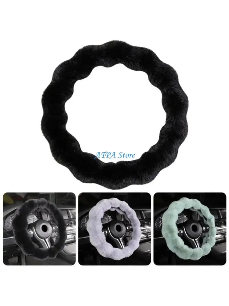 U13C Premium Plush Steering Wheel Cover For Winter Warmth Comfort And Anti Slip Grips Universal 38cm Diameter