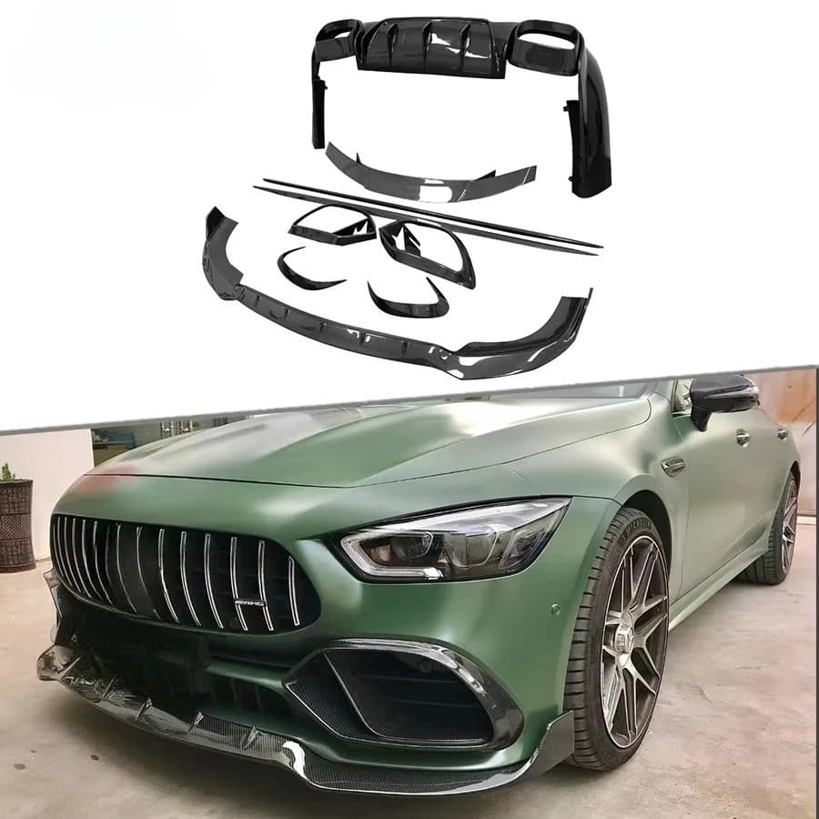 STLF Real Carbon Fiber Body Kit for  AMGS GT50 GT53 Modified Into Brs Style Front Lip Rear Diffuser Wing Side Skirts