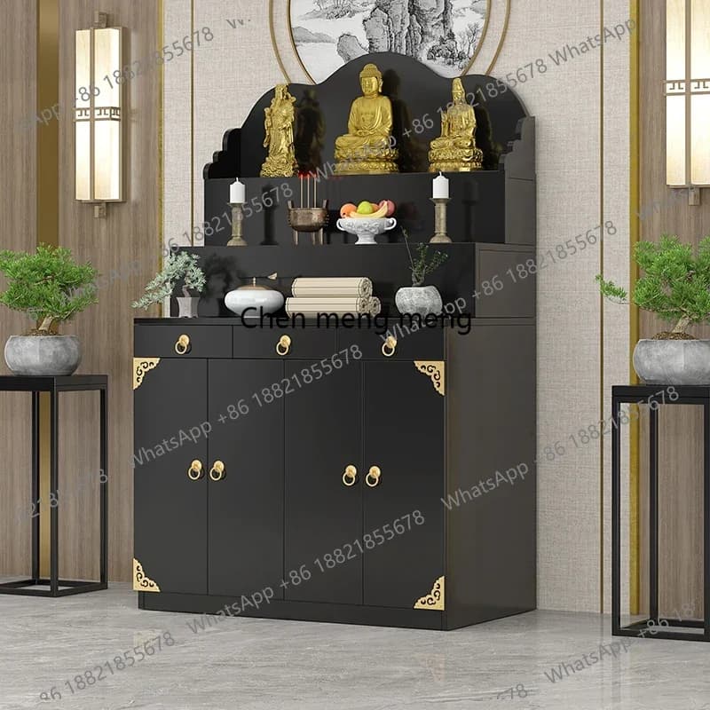 New Chinese Household Altar Incense Burner Table Economical Altar Three-Layer Heightening Buddha Shrine feng shui