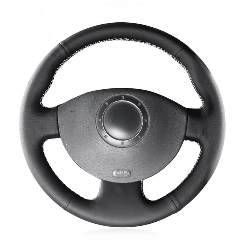 Black Faux Leather Car Steering Wheel Cover for Renault Megane 2 2002-2009 Scenic 2 2003-2010 Kangoo 2 2008-2013