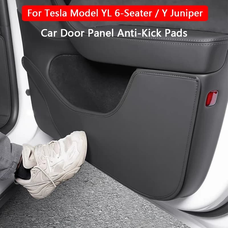 Car Door Anti-Kick Pad For Tesla Model Y Juniper Model YL 6-Seater Leather Side Door Panel Protector Anti-scratch Car Decoration