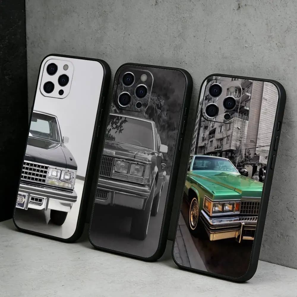 1976 Classic Vintage Cars S-SevilleES Phone Case For iPhone17,16,15,14,13,12 Plus,Max Soft Silicone Black Cover