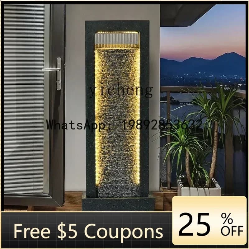 O3-13 simple modern flowing water ornament entrance lucky floor circulating water curtain wall screen landscape decoration