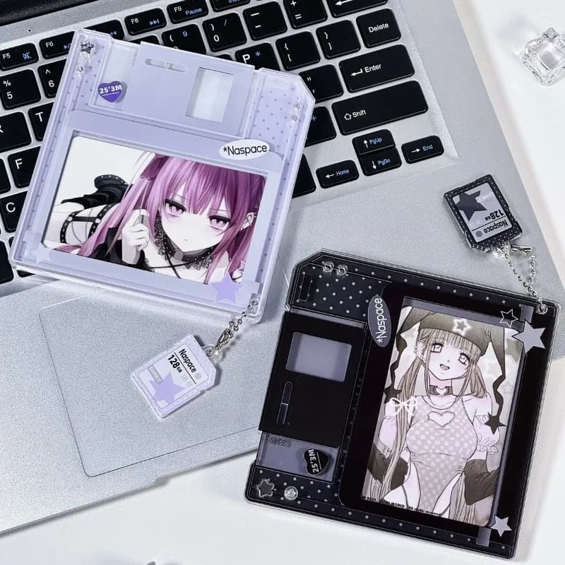 Memory Disk 3/3.5 Inch Acrylic Photo Frame, Cute Floppy Design Card Display Holder, for Anime Kpop Merch Decor & Shooting Prop