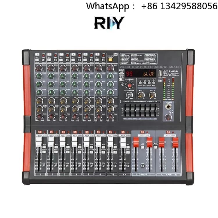XP Professional Console Mixer 6/8/12 Channel 99 DSP Digital Mixer DJ Controller Audio Mixer with USB for Stage Performance