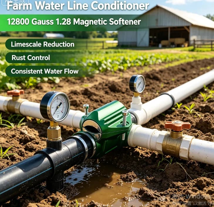 12800Gauss Magnetic Water Descaler Conditioner No‑Salt Hard Water Scale Remover For Farm Water Supply Household Pipe System