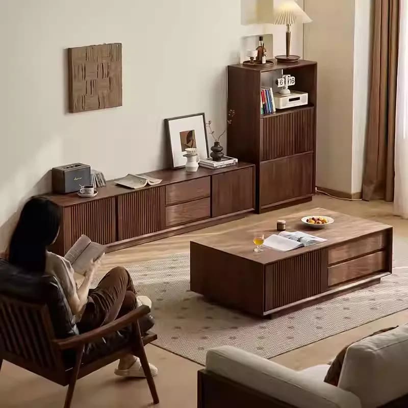 Unique Dark Brown Tv Cabinet Simple Minimalist 180Cm Japanese Floor Tv Stands Modern Designer Mueble Televisor Furniture Home
