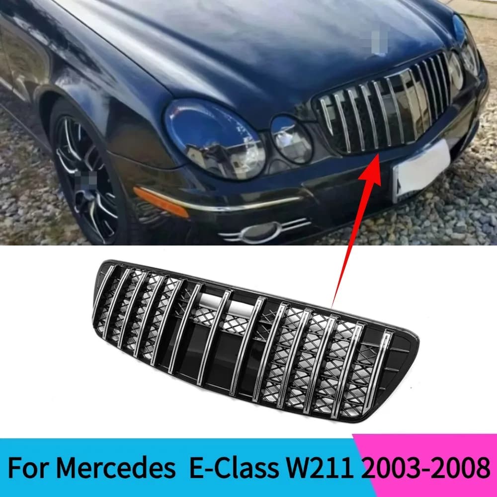 For 2003-2008 Mercedes Benz E-Class W211 E200 E230 E240 E280 E350  Front Bumper Grill Middle Grid Upgrade Car Accessory Tuning