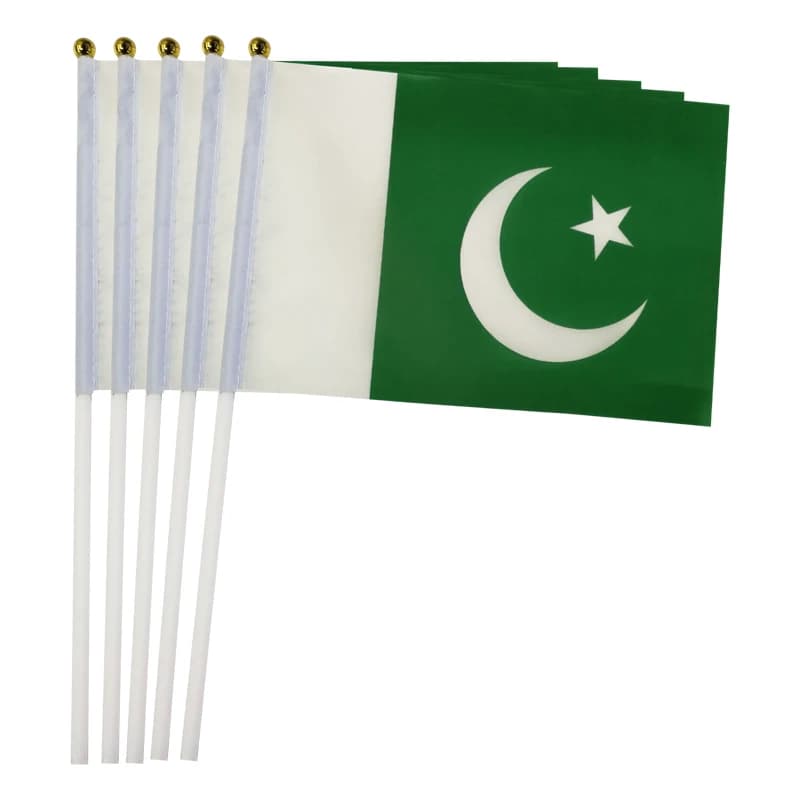 Xvggdg 100pcs 14 * 21cm Promotion Wholesale Allsm Pakistan Hand Waving National Flag