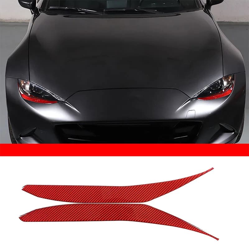 For 2016-2023 Mazda MX-5 Soft Carbon Fiber Car Headlight Lower Eyebrow Trim Strip Sticker Car Exterior Protection Accessories