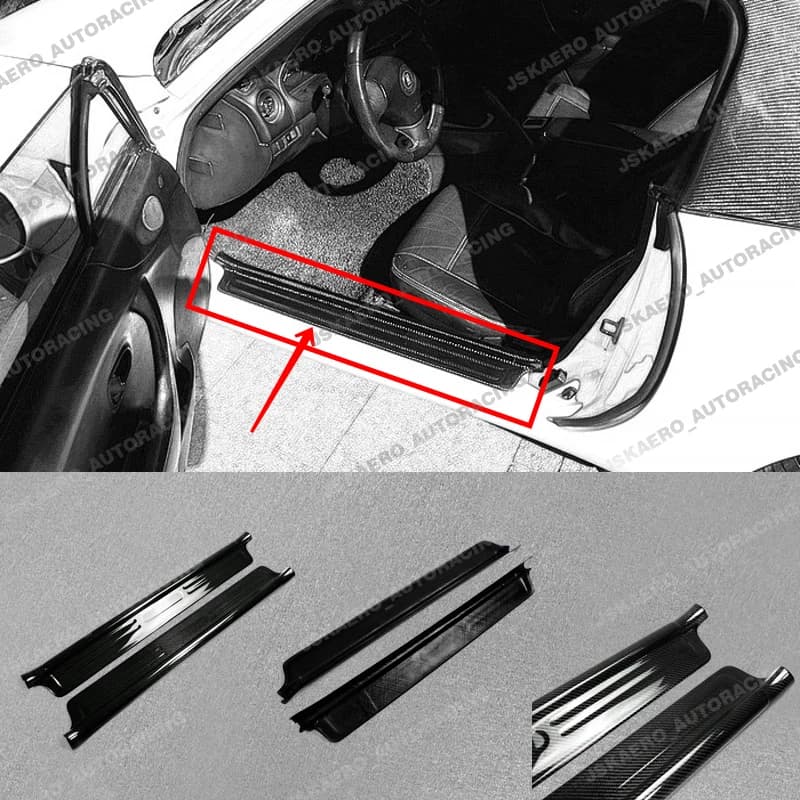 For Mazda MX5 MK2 NB Miata Carbon Fiber Inner Door Sill Panel Cover car BodyKits