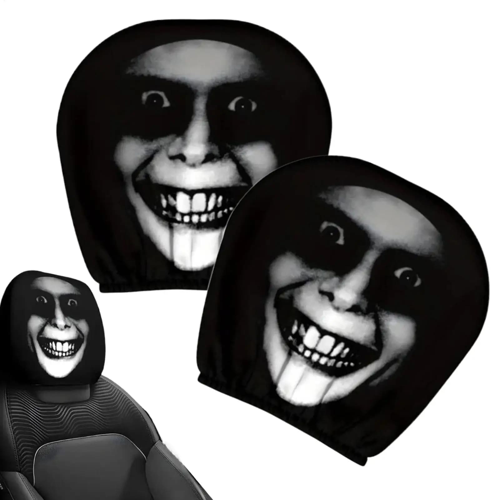 Car Seat Headrest Cover Halloween Car Seat Head Rest Protector Soft Vehicle Accessories For Women Men Daily Taxi Family Truck