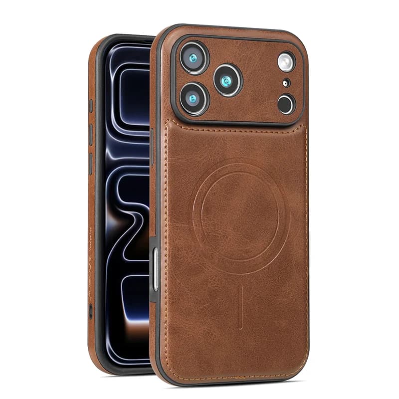 Retro Vintage PU Leather Magnetic Phone Case for iPhone 18 17 pro Max Air 16e 16 15 14 plus 13 - Shockproof All-Inclusive Cover