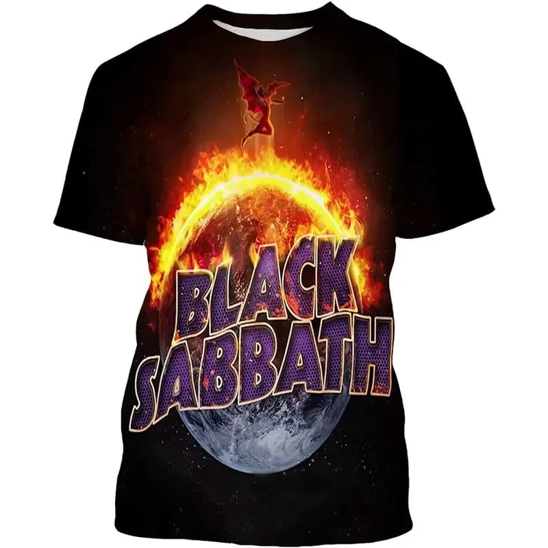 2026  New Summer Black Sabbath Themed 3D Printed Men's T Shirt for Hip Hop Style Casual Wear with Short Sleeves