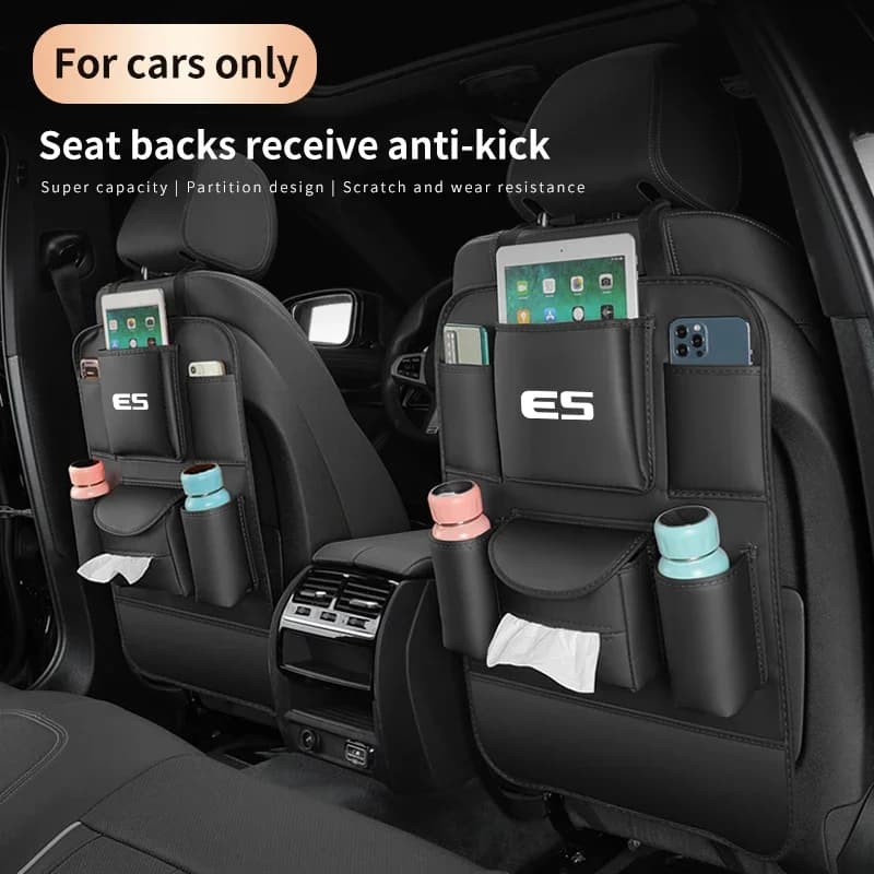 For Lexus ES Car 4 Colors Selectable Organizer Back Storage Bag Backrest Protection Anti-kick Pad Auto Interior Accessories