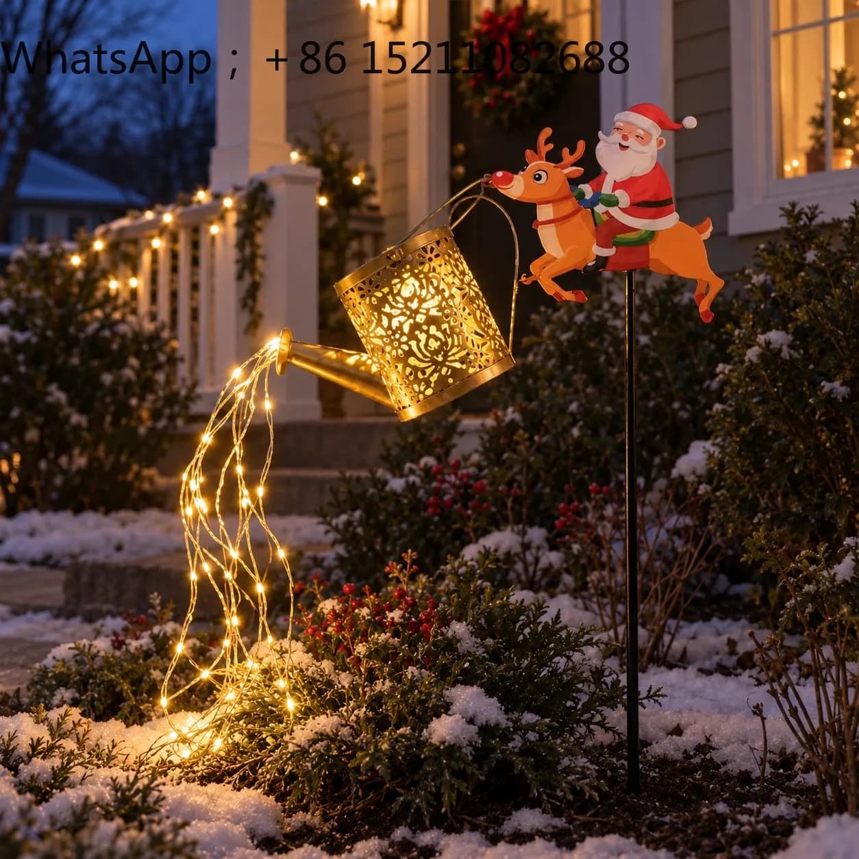 LLY Christmas Solar Water Bottle Light Santa Elk Floor Lawn Light Garden Garden Festival Decoration Ornament