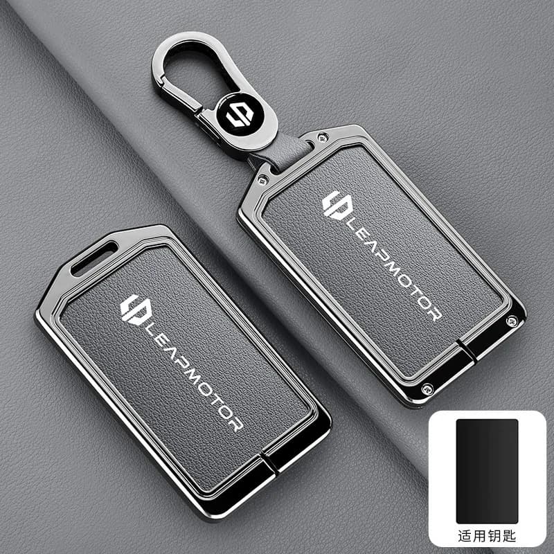 Car Zinc Alloy Leather NFC Card Remote Key Cover Case For Leapmotor C10 C11 C16 Protector Holder Shell Auto Keychain Accessories
