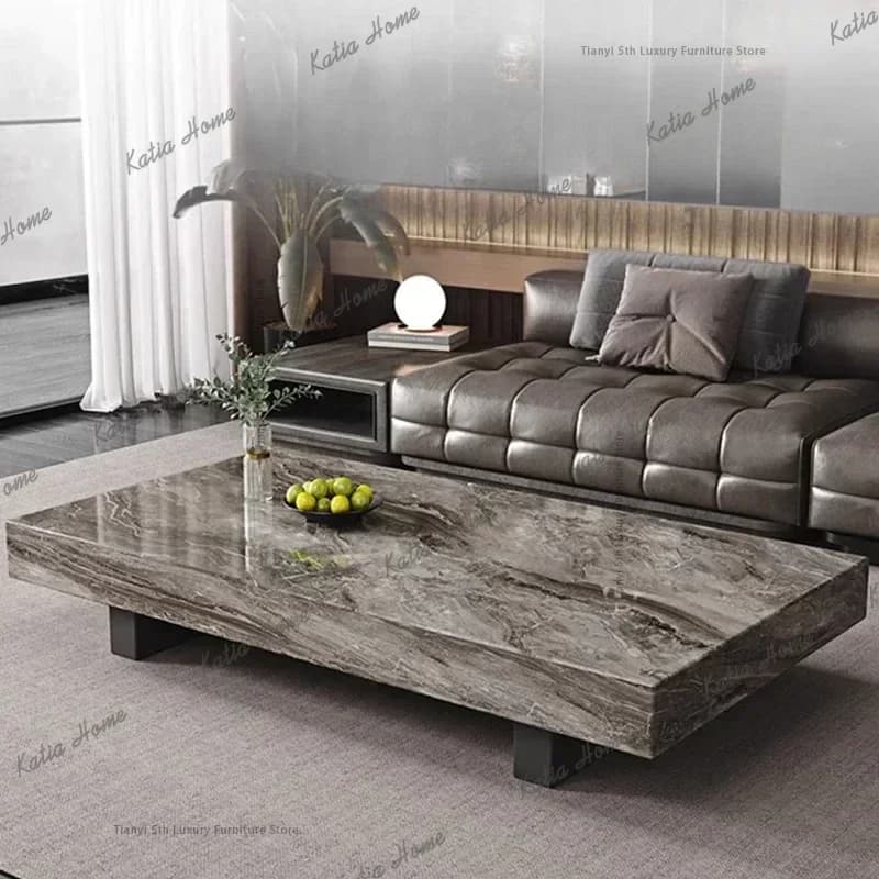 ld Italian Minimalism Rock Plate Coffee Table Living Room Luxury Advanced Marble Coffee Table Home Furniture