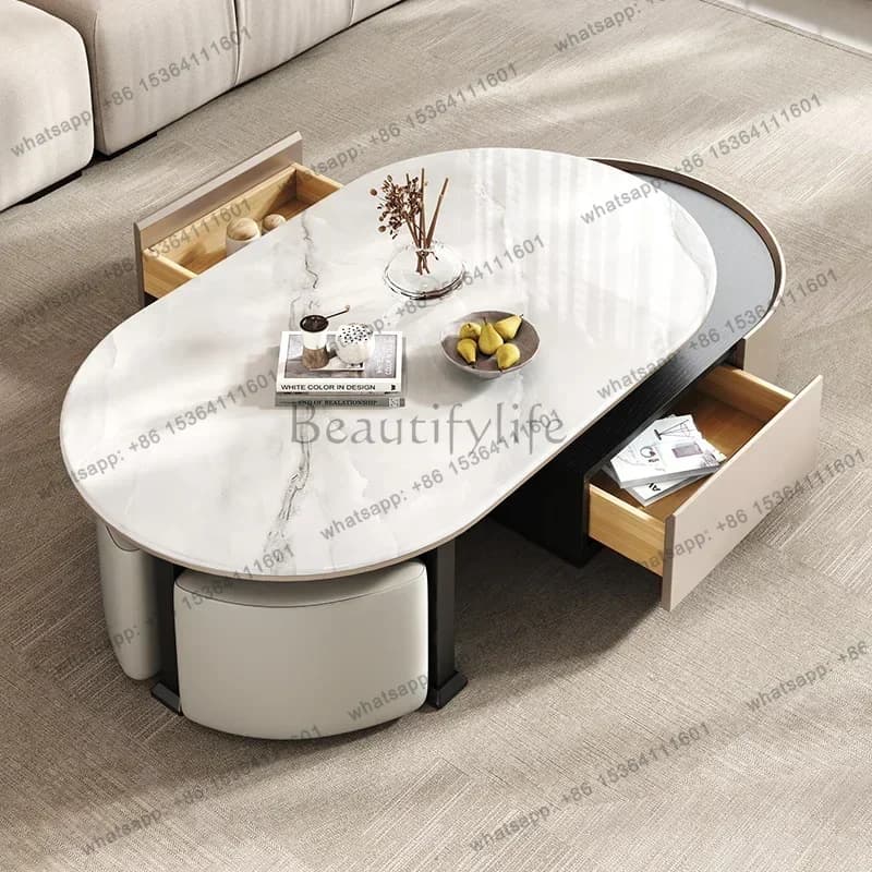 LD Italian Nordic Coffee Tables Set Modern Premium Aesthetic Coffee Tables Design Luxury Modern Mesa Auxiliar Postmodern