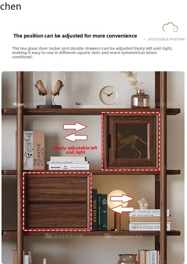 TQH-c13  Bogu Shelf Black Walnut Bookshelf Display Cabinet Floor-to-ceiling Duobao Pavilion Bookcase