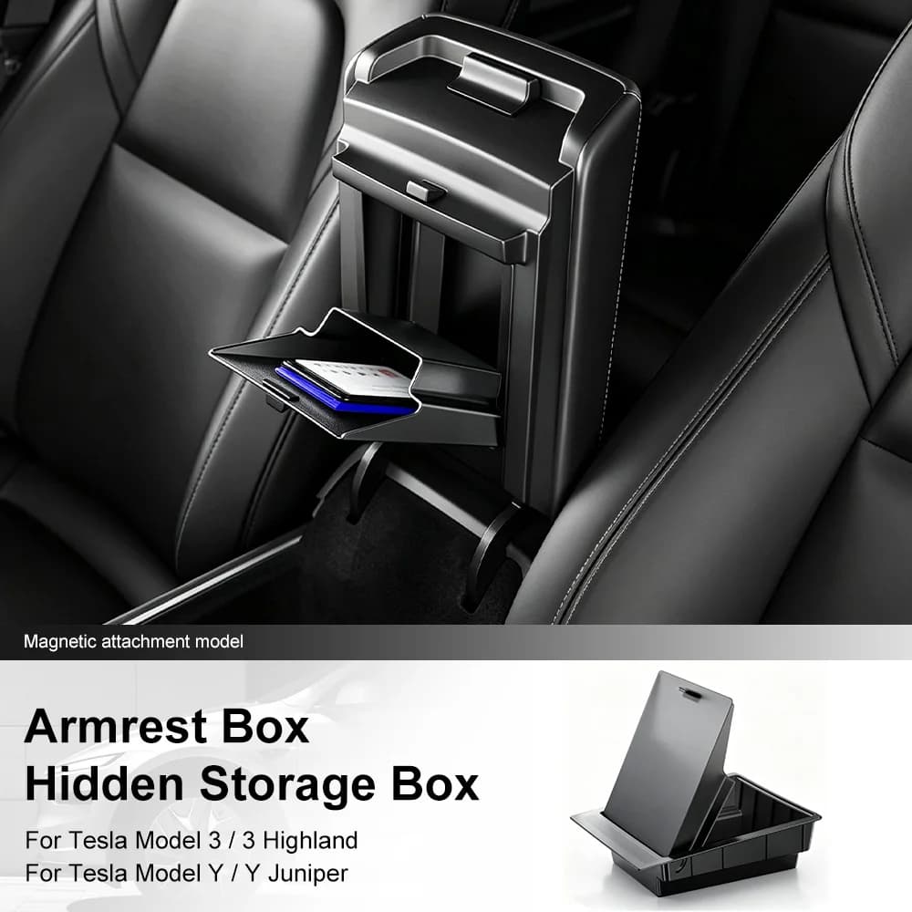  Car Center Armrest Box Hidden Storage Box for Tesla Model 3 / 3 Highland Model Y / Y Juniper Car Interior Organizers Storage