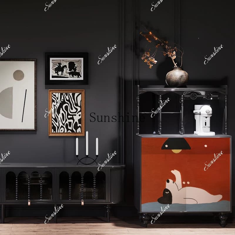 French retro style lacquer art painted decorative storage piano cabinet FT