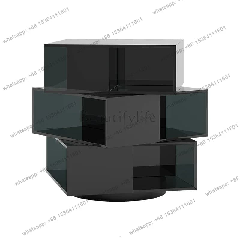 Modern simple acrylic rotating bedside table light luxury high-end bedroom bedside shelf storage cabinet
