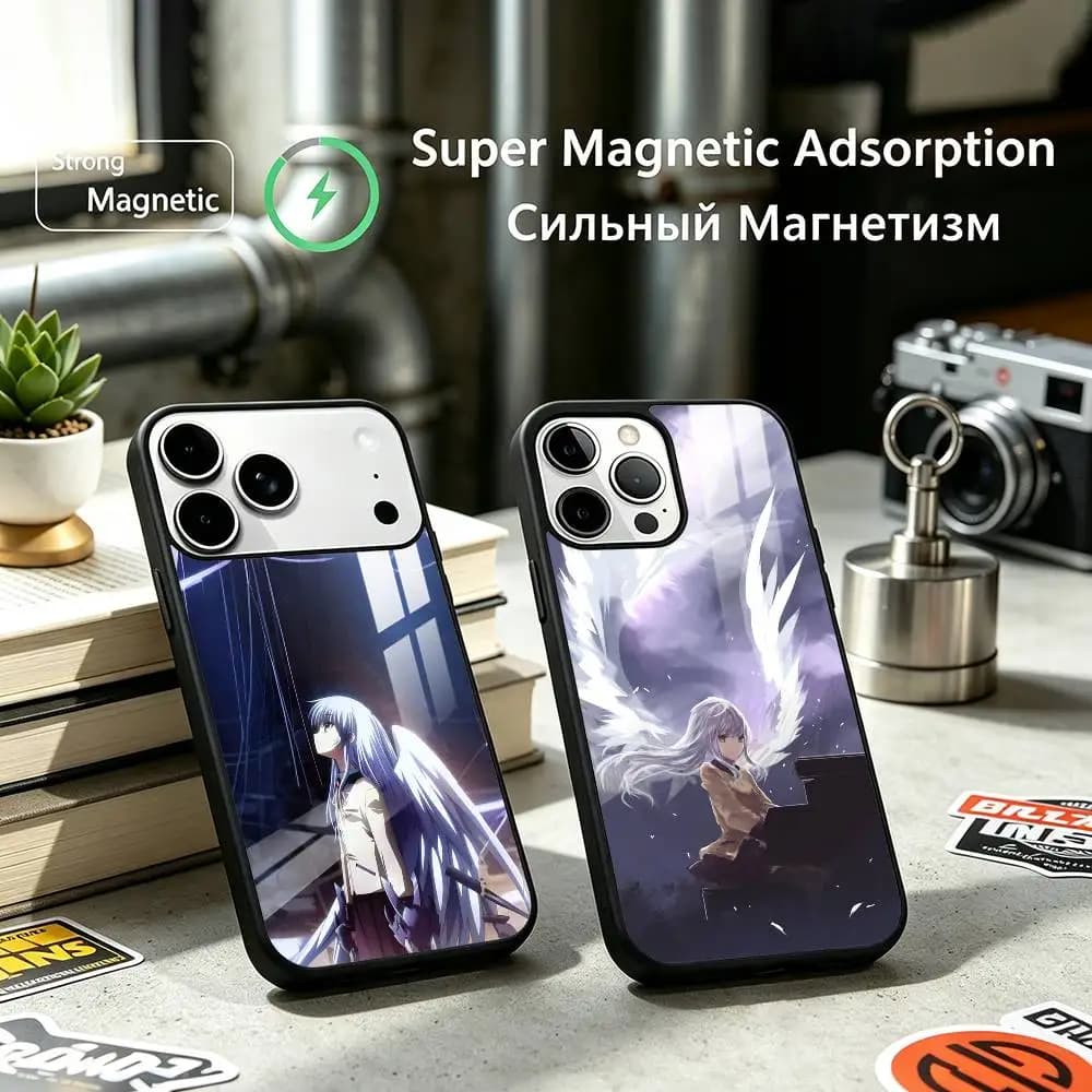 Angel B-Beats Anime Phone Case For iPhone17,16,15,14,13,12 Plus,Pro Supports Magnetic Wireless Charging