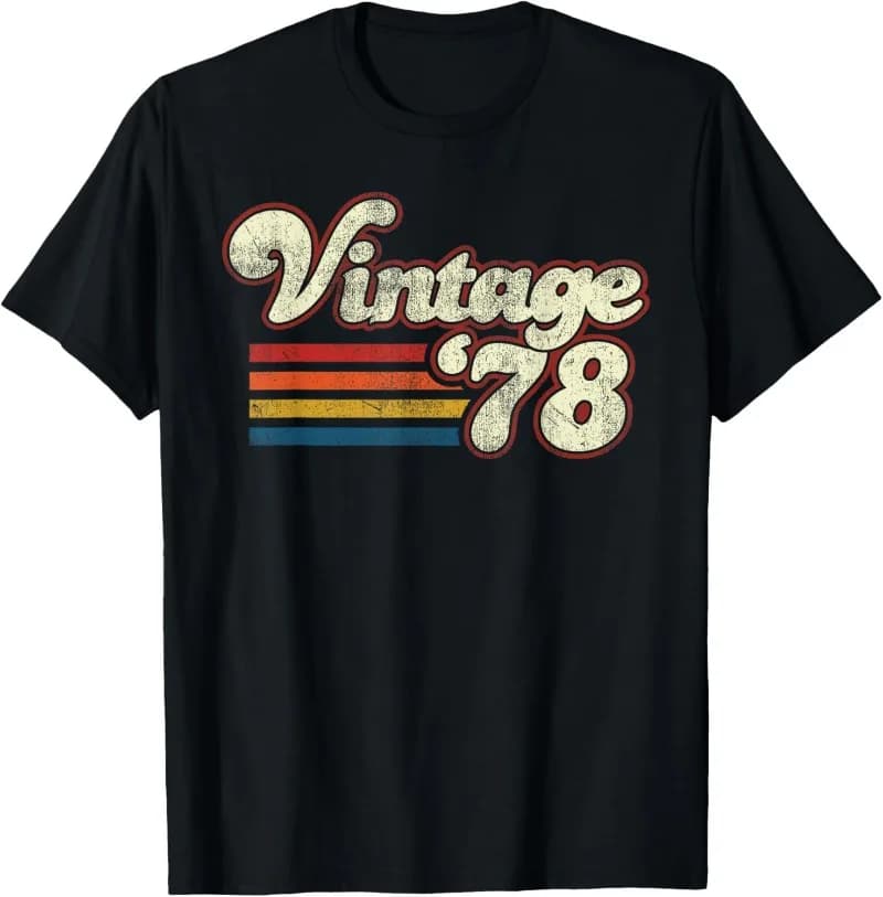 Vintage 1978 Birthday T-Shirt 48th Birthday in The Year of The Horse Graphic T Shirts 1978 Retro Tees 48th Shirt Clothing