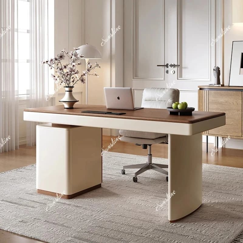 Household medieval cream style light luxury high-end walnut living room desk