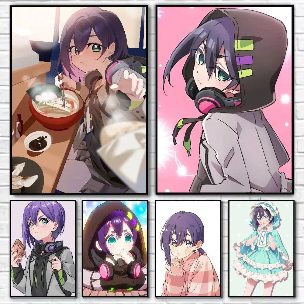 Kurumi Haraga  Poster Self-adhesive Art Waterproof Paper Sticker Coffee House Bar Room Wall Decor