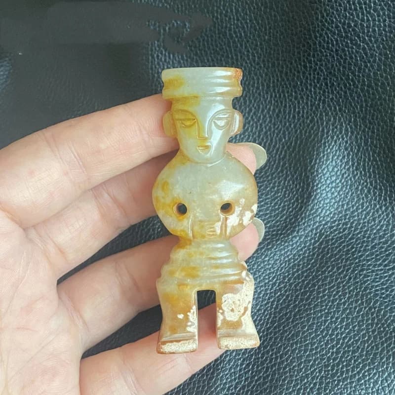 Antique jade carved figures statue handles piece accessories folk collections modern exquisite handicraft