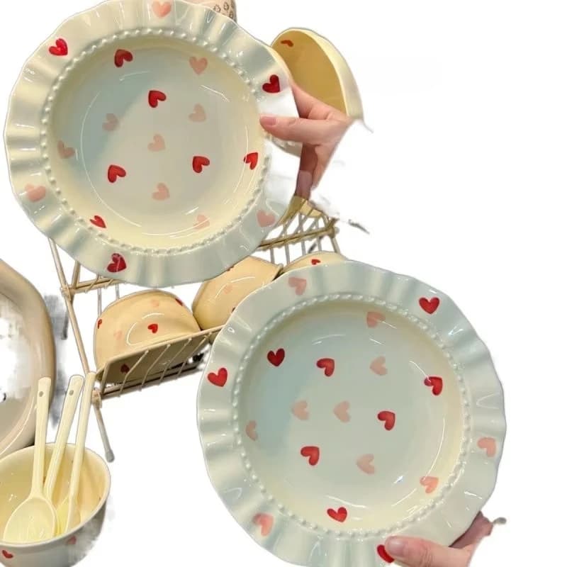 Disposable tableware High value ceramic plate Deep household plate Plant outdoor salad