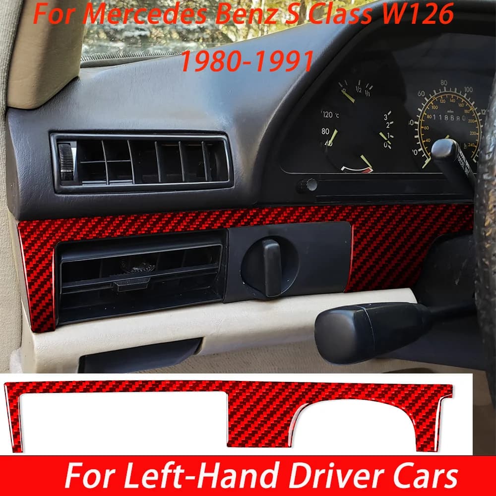 For Mercedes Benz S Class W126 1980-1991 Carbon Fiber Headlight Switch Panel Car Interior Accessories Modification Trim Stickers