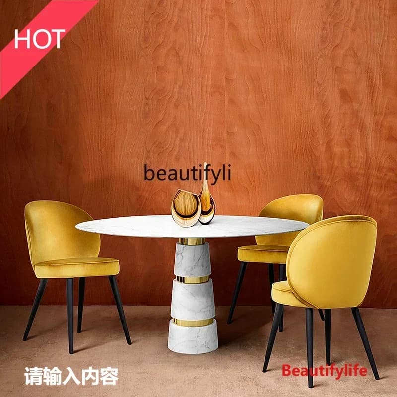 scn8617 Italian Mild Luxury Marble Dining Table Creative opposite Sex Reception Table Leisure Negotiation Guest Table and Chair
