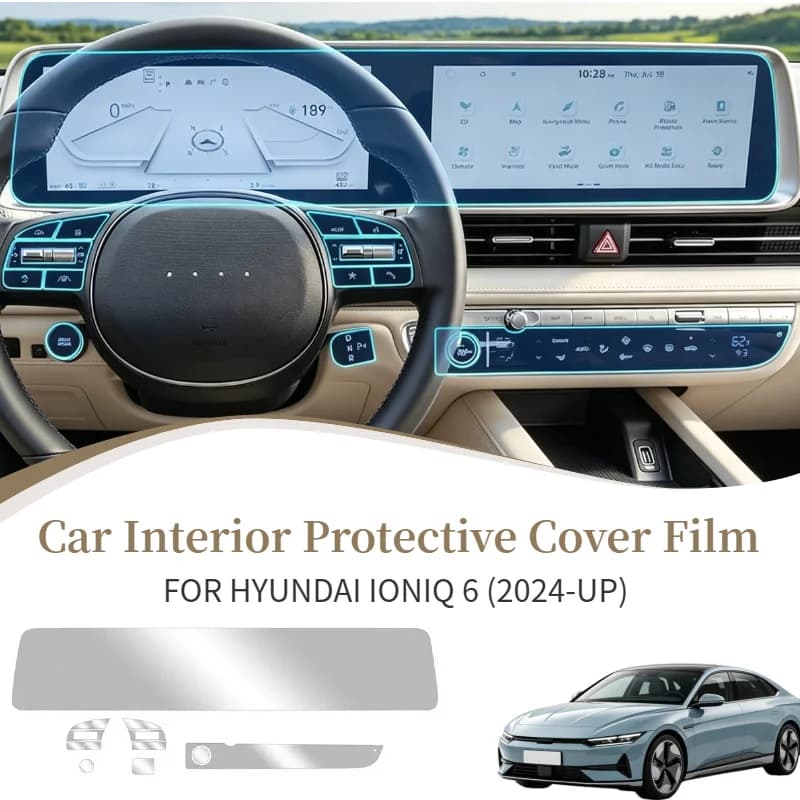 Premium TPU Interior Film For Hyundai Ioniq 6 2024 2025 Dashboard Navigation Screen Clear Protection Film Anti-Scratch Sticker
