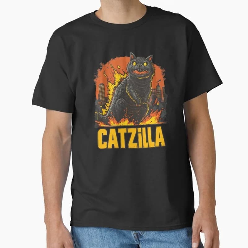 Catzilla 02 King of Monster Gift t shirt for Cat Lover Short Sleeve Graphic tee Cute kitty y2k clothes All size Tops