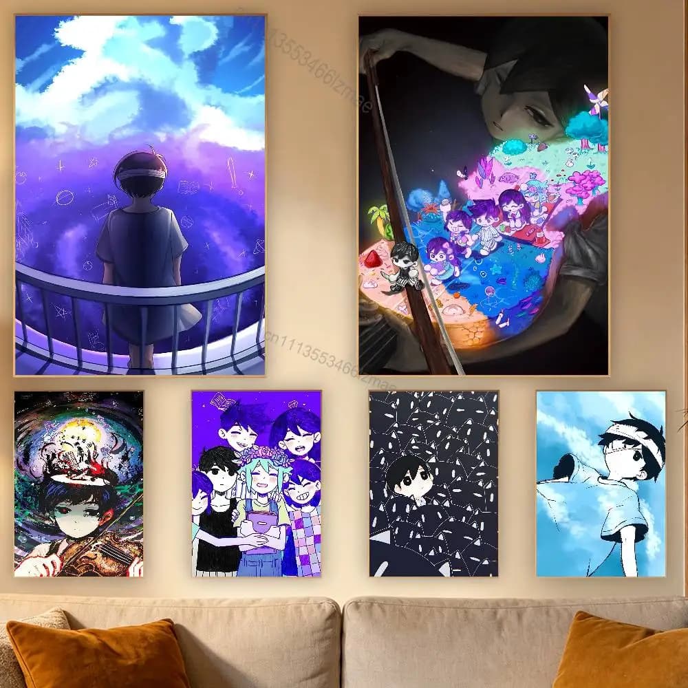 Cool O-Omori Game Hot Poster Wall For Sticky Decoration Waterproof Home Living Room Bedroom Bar