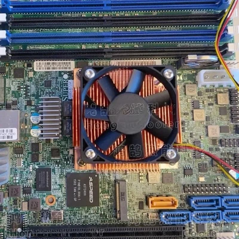 Pure Copper Heat Sink Fan Server CPU Radiator for BGA1667 X10SDV D1521 D1587 16‑Core 65W TDP