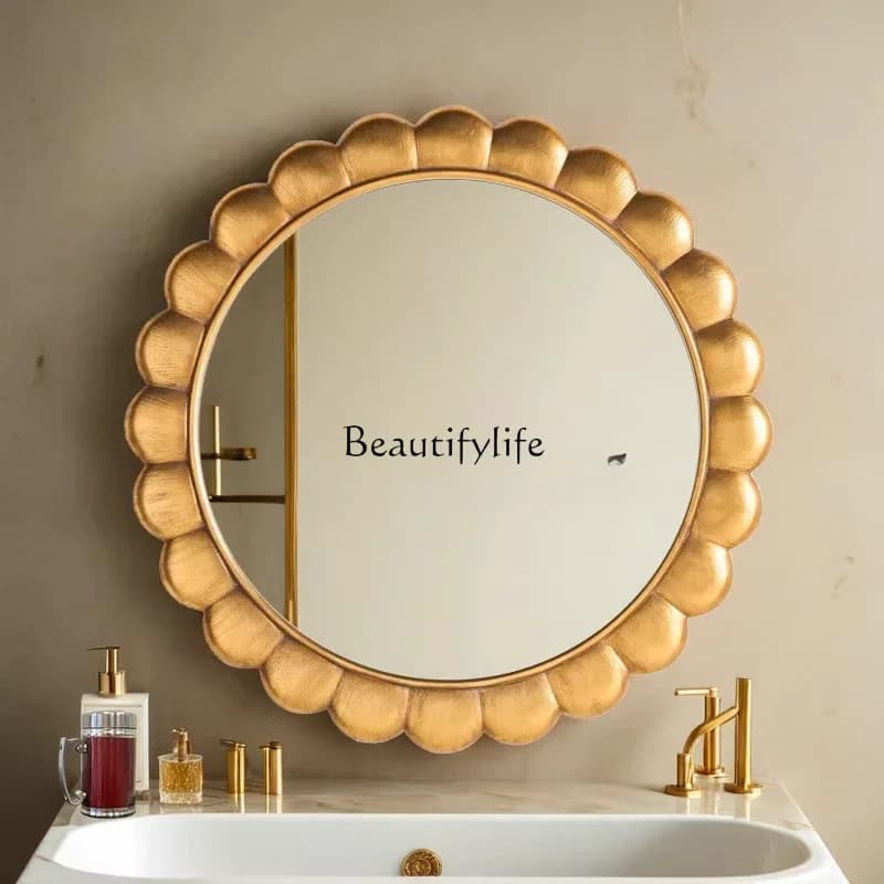 X4 French retro bathroom vanity mirror toilet wall hanging vanity mirror medieval