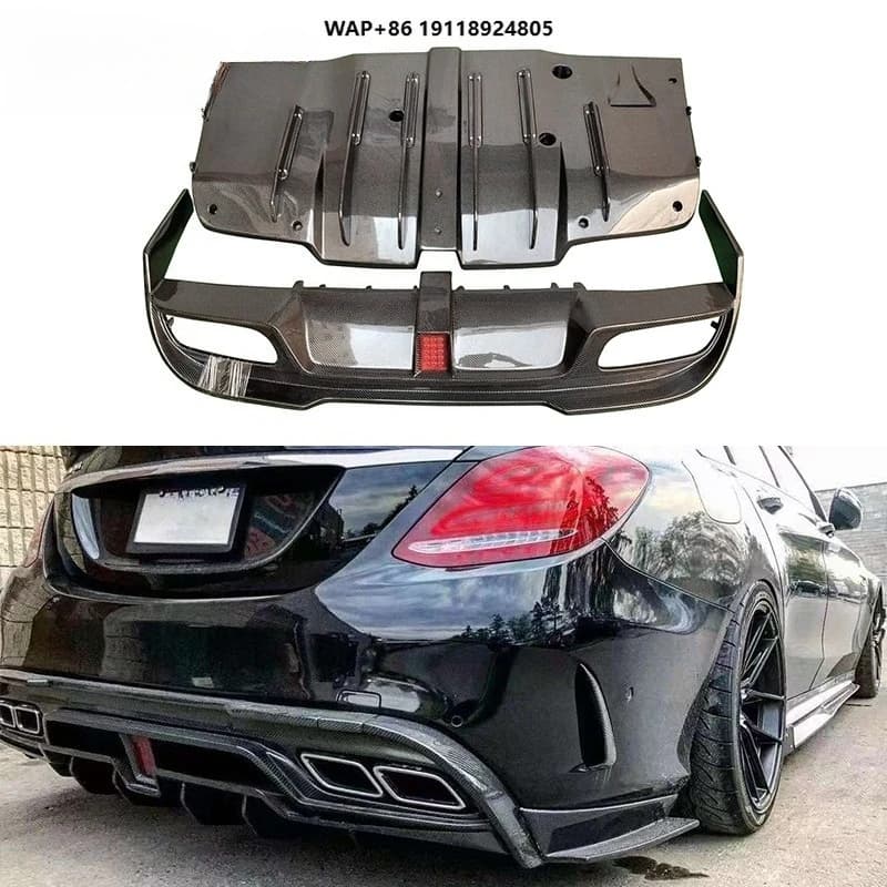 Carbon Fiber Rear Bumper for  W205 C-Class C63 Car Rear Bumper Diffuser Rear Side Splitters Car Parts