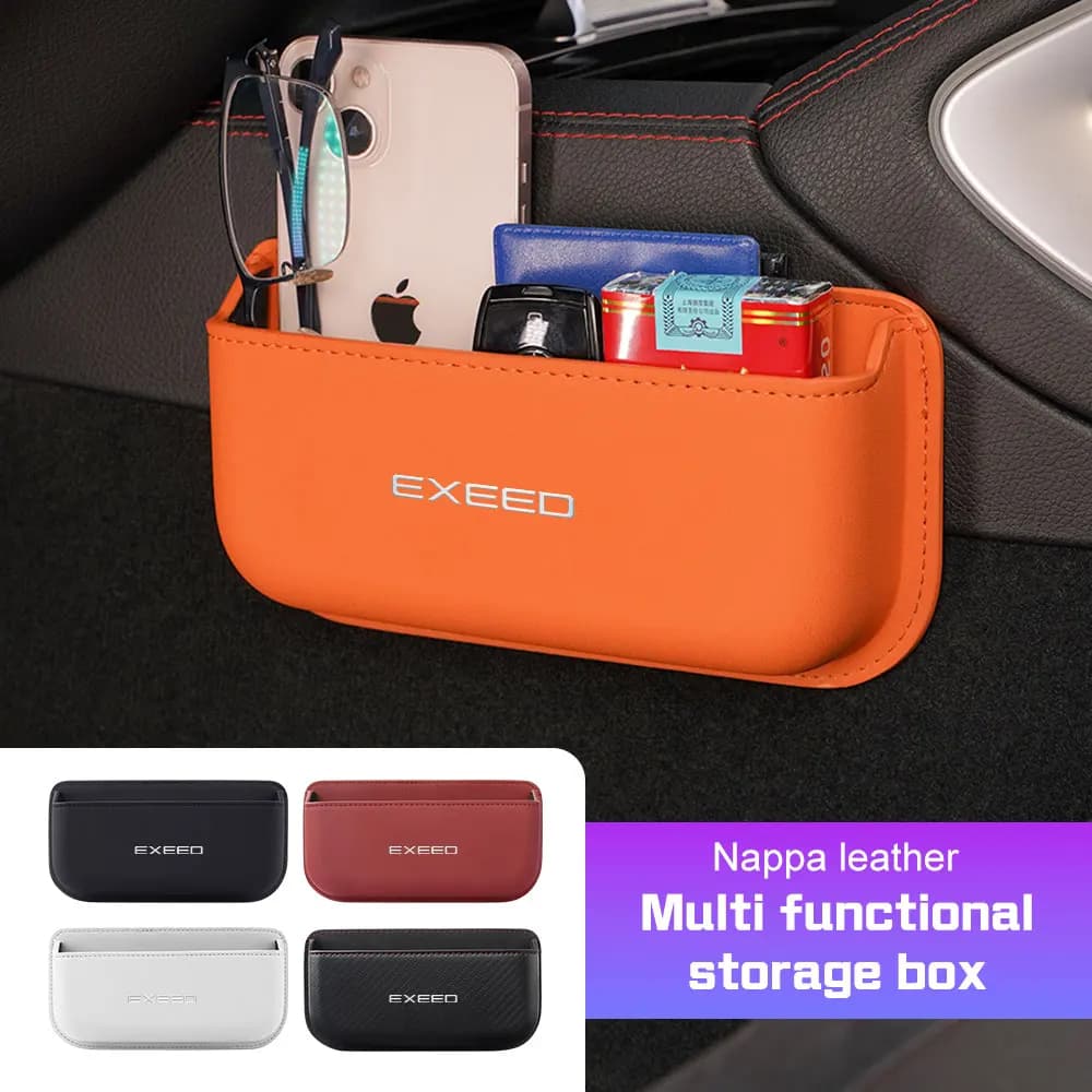 For Chery Exeed RX TX TXL LX CDM ES EV VX Car Center Console Storage Box Leather Sticky Pouch Door Organizer for Phone Glasses