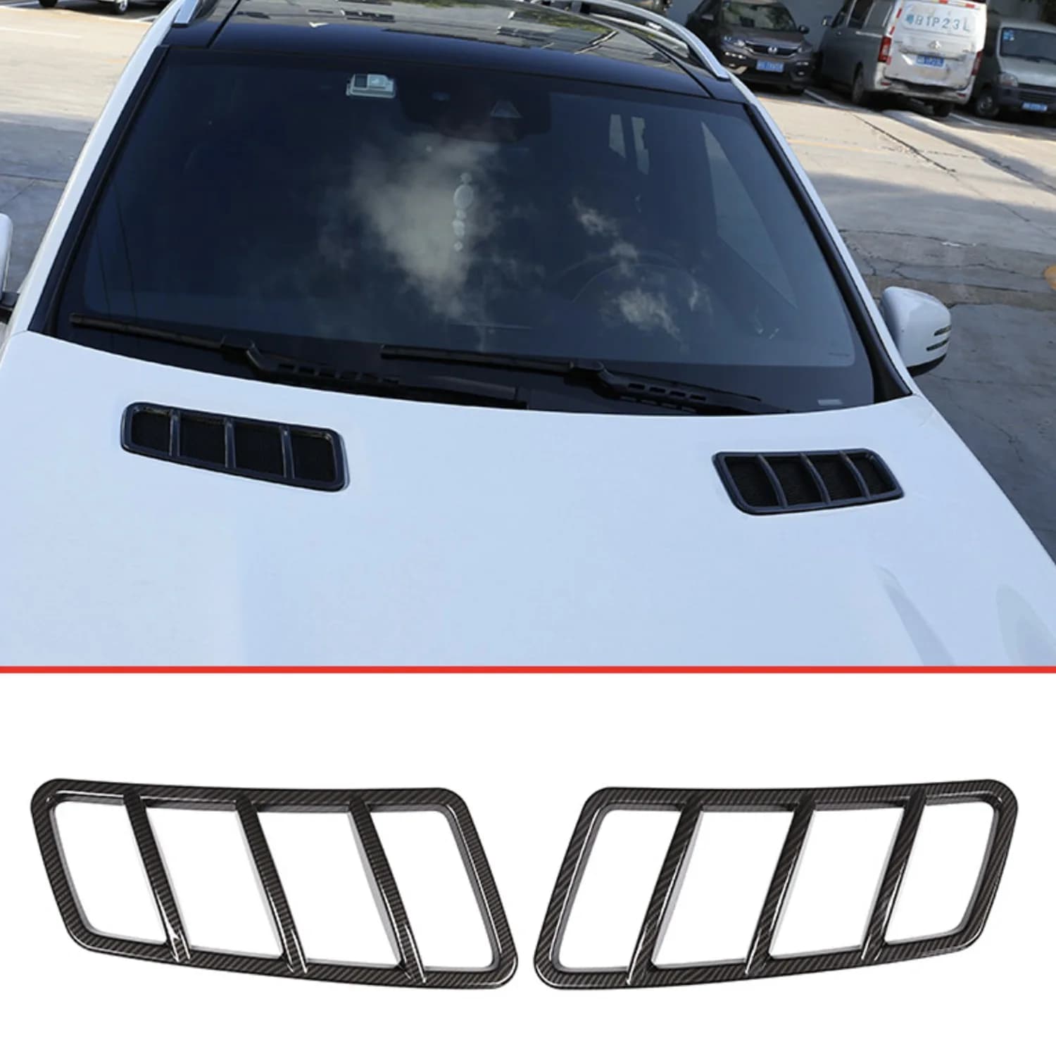 P-Premium-2X Carbon Fiber Black Hood Engine Air Vent Cover Trim For Mercedes Benz ML W166 2012-2015 GL X166 2013-2015