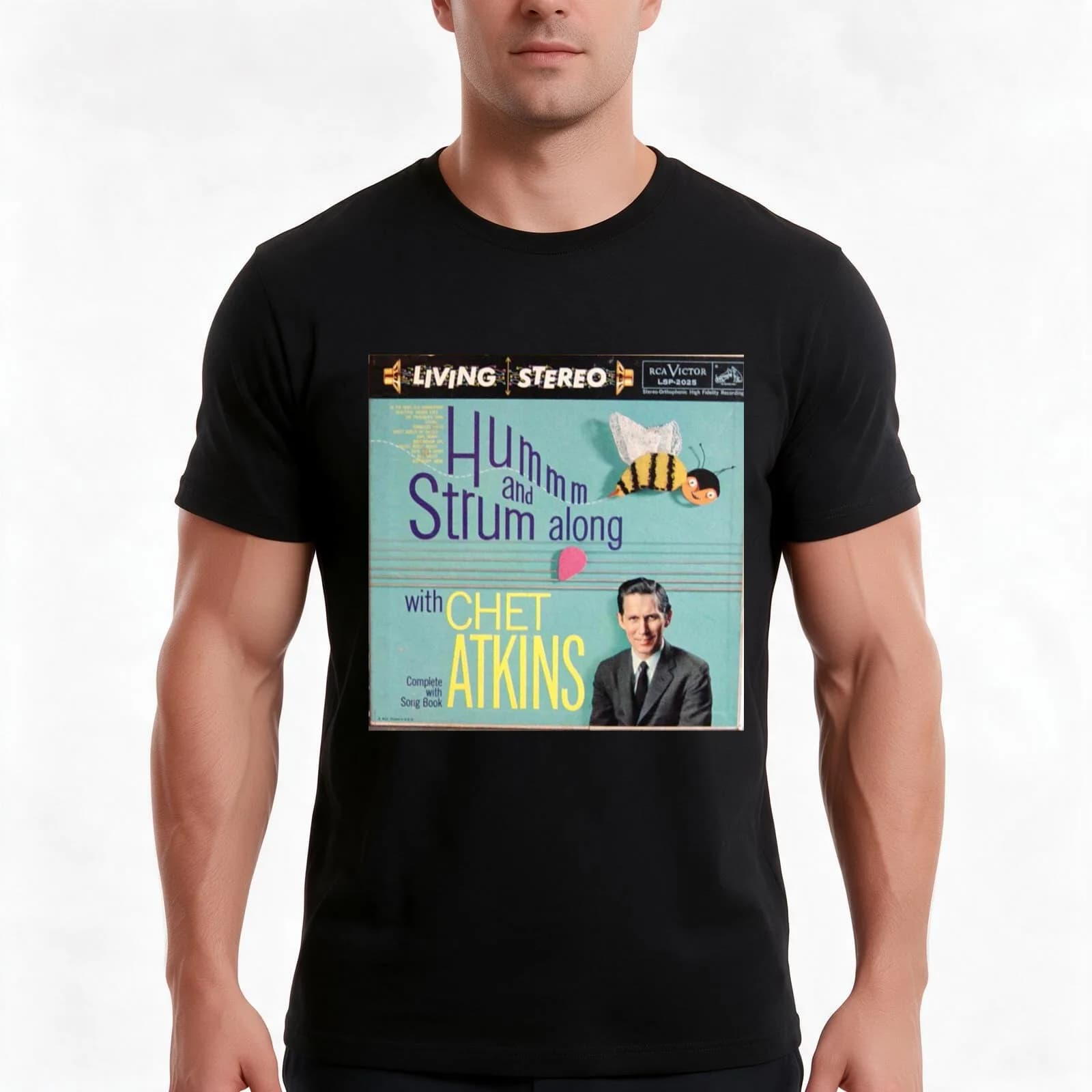 Hum & Strum with Chet Atkins T-Shirt, Summer Casual Cotton Tee, Oversized Streetwear Tops, Vintage Graphic Print, 100% Cotton