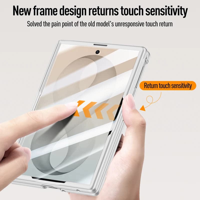 For Samsung Galaxy Z Fold 8 Wide Case Matte Rotating Bracket Magnetic Wireless Charging Hinge With Tempered Film Shockproof Case