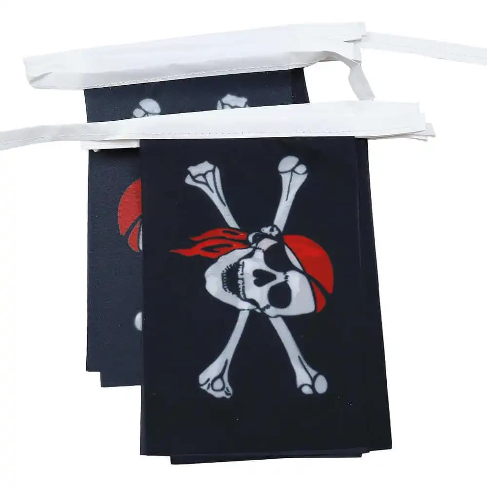 20PCS String Pirate Flag Jolly Roger 14x21cm Polyester Skull Crossbones Printed Mini Bunting Banners Home Party Game Decoration