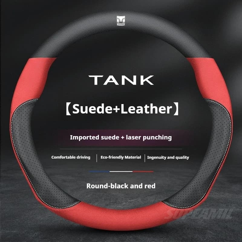 For Great Wall TANK 300 400 500 700 800 Microfiber Leather Suede Anti-slip Breathable Car Steering Wheel Cover Auto Accessories