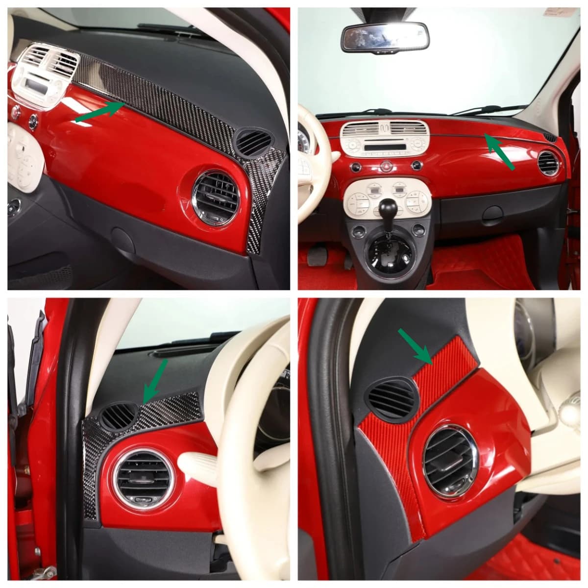 Soft Carbon Fiber For Fiat 500 2007-2015 Car Central Control Dashboard Decorative Strips Trim Sticker Auto Interior Accessories