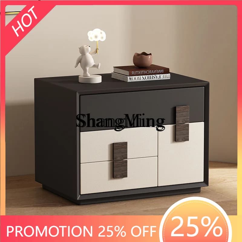 FG good-looking  cream wind solid wood bedside table bedroom bedside simple modern three-layer storage locker